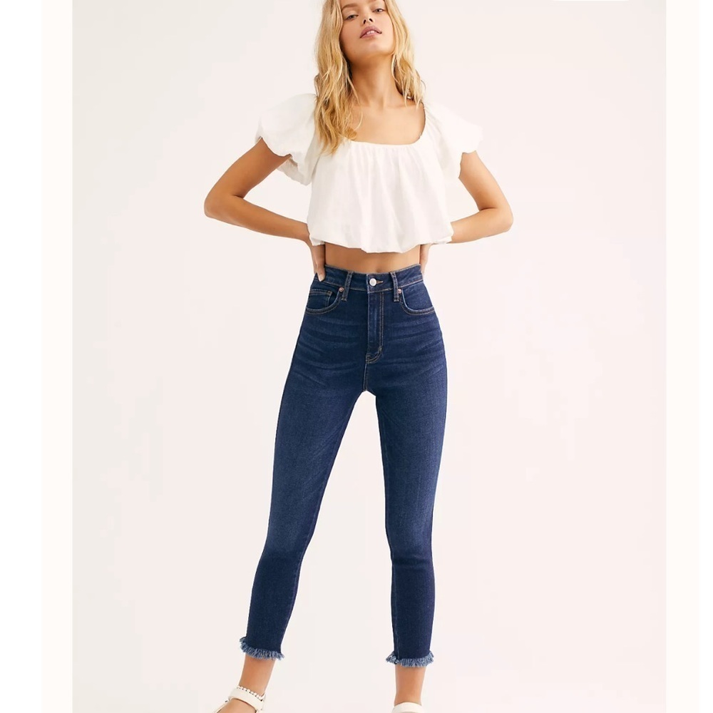 Free People Raw High-Rise Jegging in Deep Indigo
